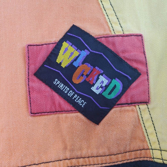 Vintage 80s Wicked Spirits of Peace Hip Hop Patchwork Denim Button Up - Picture 5 of 6